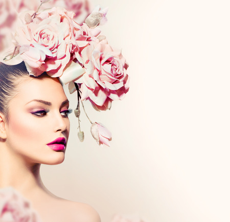 Fashion Beauty Model Girl with Flowers Hair Bride Fashion Beauty Model Girl with Flowers Hair Bride