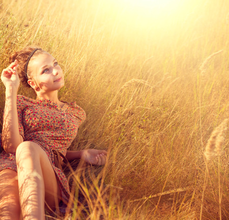 Beauty Romantic Girl Outdoorsの写真素材