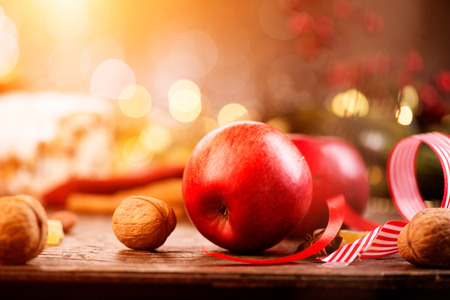 Christmas Stollen. Traditional Sweet Fruit Loaf with Icing Sugarの写真素材