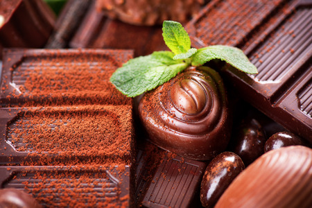 Chocolates background. Praline chocolate sweetsの写真素材