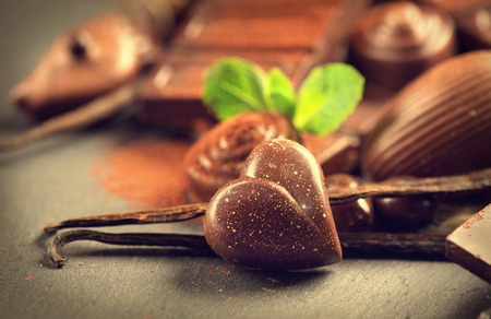 Chocolates background. Praline chocolate sweetsの写真素材