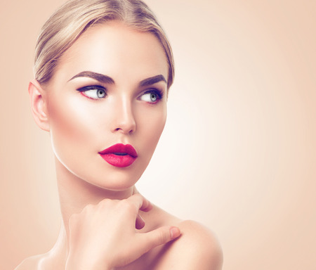 Beautiful woman portrait. Beauty spa woman with fresh skin and perfect makeup