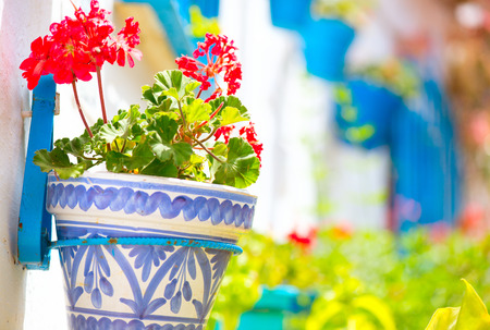 Spain, Torremolinos. Costa del Sol, Andalucia. Typical white villageの写真素材