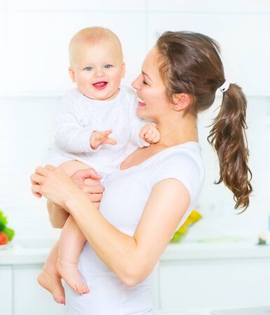 Mother and baby together. Dieting concept. Healthy eatingの写真素材
