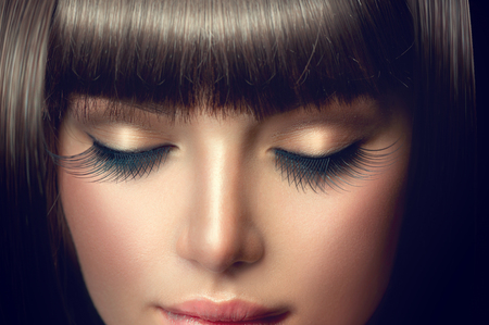 Beauty girl portrait. Professional makeup, long eyelashesの写真素材