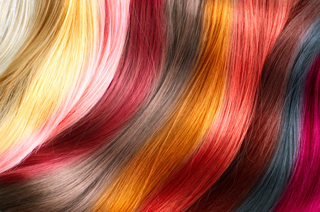 Hair colors palette. Dyed hair color samples