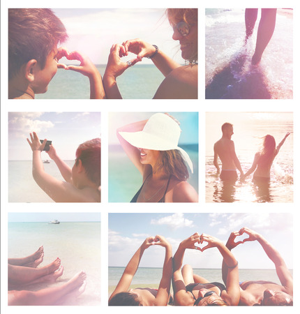 Summer holidays family vacation collageの写真素材