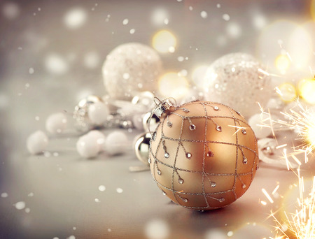 Christmas decoration over blurred bokehの写真素材