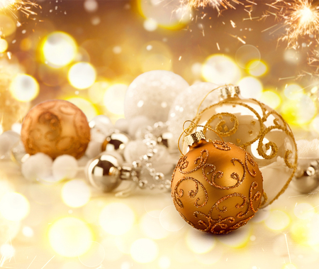 Golden Christmas holiday abstract glitter defocused backgroundの写真素材