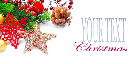 Christmas and New Year decoration isolated on white background. Border art designの写真素材
