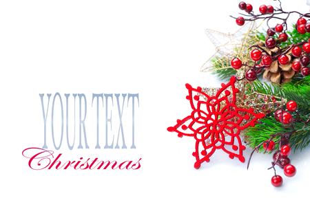 Christmas and New Year decoration isolated on white backgroundの写真素材