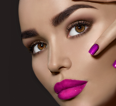 Beauty brunette woman with perfect makeupの写真素材