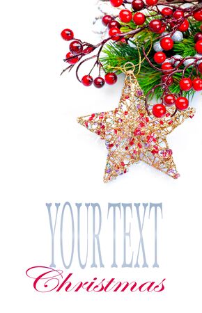 Christmas and New Year decoration isolated on white backgroundの写真素材