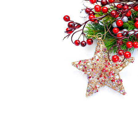 Christmas and New Year decoration isolated on white backgroundの写真素材