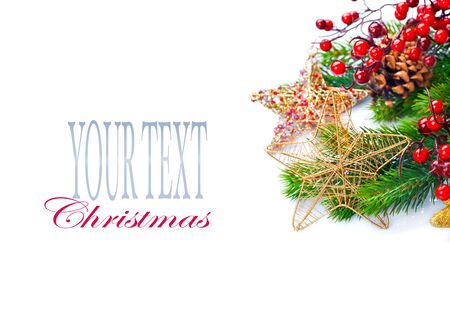 Christmas and New Year Decoration isolated on white backgroundの写真素材