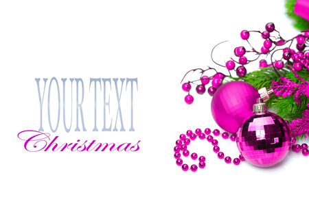 Christmas and New Year purple color decoration isolated on white background. Border art designの写真素材
