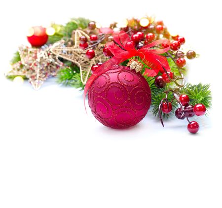 Christmas and New Year decoration isolated on white backgroundの写真素材