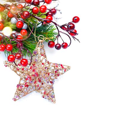 Christmas and New Year decoration isolated on white backgroundの写真素材