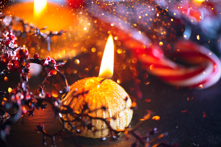 Christmas holiday background. Christmas served table with decorationsの写真素材