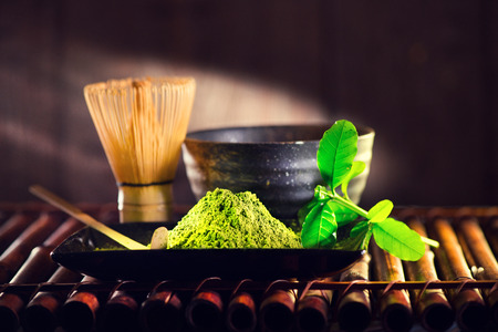 Matcha powder. Organic green matcha tea ceremonyの写真素材