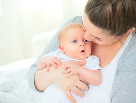 Happy mother and her newborn baby. Maternity conceptの写真素材