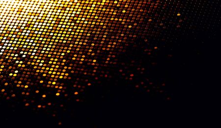 Abstract gold particle background, backdrop with glowing golden dots, hi-tech concept, yellow color screen. Modern mosaic border design. Christmas holiday Widescreen. Backdropsの写真素材