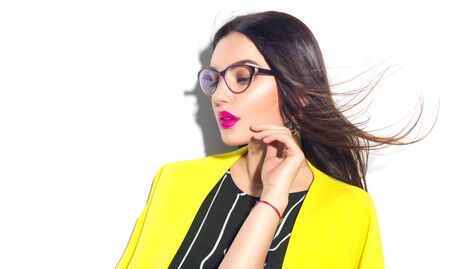 Fashion Model woman in glasses.の写真素材