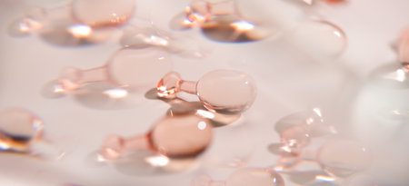 Skin care capsules for youthful skin, face serum, collagen. Revitalising professional cosmetics. Face care product, pink capsules over beige pastel background. Beauty treatment. Diの写真素材