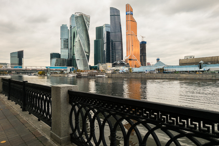 MOSCOW, RUSSIA: Modern skyscrapers of the Moscow International Business Centre MIBC on the Moscow river embankment.の写真素材