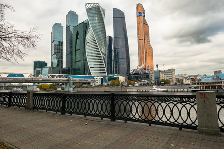 MOSCOW, RUSSIA - OCTOBER 24, 2017: Modern skyscrapers of the Moscow International Business Centre MIBC on the Moscow river embankment.のeditorial素材