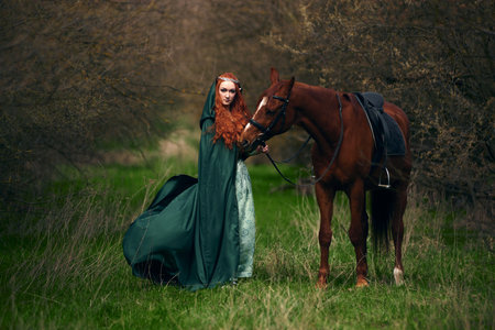 Cosplay girl elf in the forestの写真素材