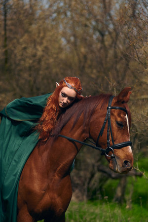 Cosplay girl elf in the forestの写真素材