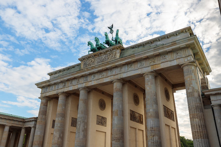 Details of Bradenburg Gate, Summers day, Berlin, Germany, Europe.の写真素材