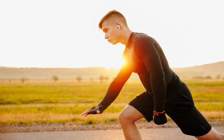 Athlete runner feet running on road, Jogging at outdoors. Man running for exercise.Sports and...