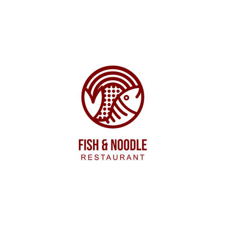 Simple Modern Organic Noodle Fish Logo Food Vector Templateのイラスト素材