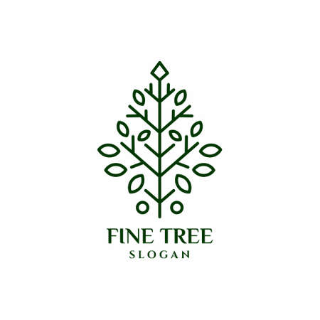 Simple Nature Tree Flower Logo Vector Template Line Art Styleのイラスト素材