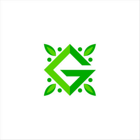 Modern Letter G Logo Initial Nature Vector Templateのイラスト素材