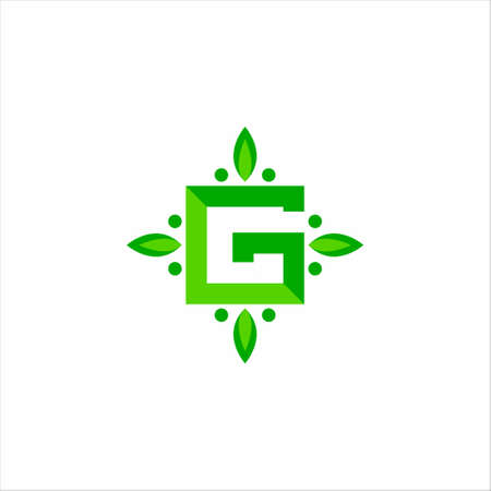 Modern Letter G Logo Initial Nature Vector Templateのイラスト素材
