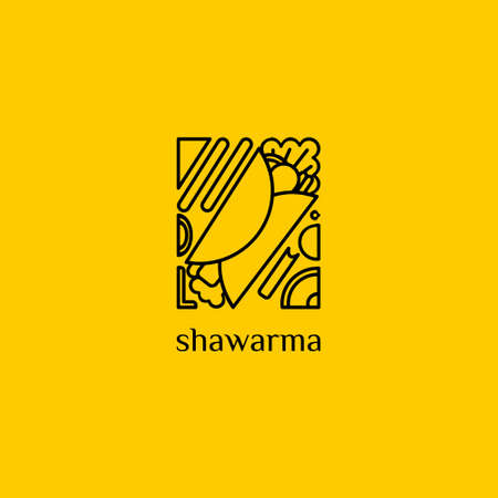Modern Shawarma Kebab Logo Line Art Styleのイラスト素材