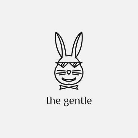 Simple Rabbit with Eyeglass Logo Line Art Styleのイラスト素材