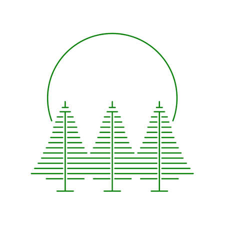 Simple Pine trees set vector illustration Line Styleのイラスト素材