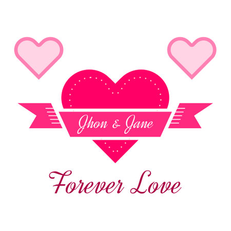 Heart Shape Love Banner Card Poster Vector Illustration Templateのイラスト素材