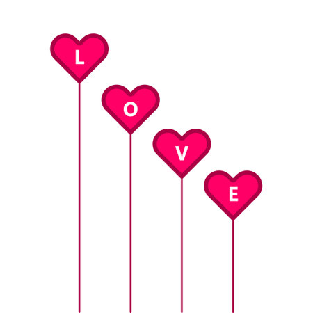 Love Heart Shaped Balloon Banner Card Illustration Vector Poster Templateのイラスト素材