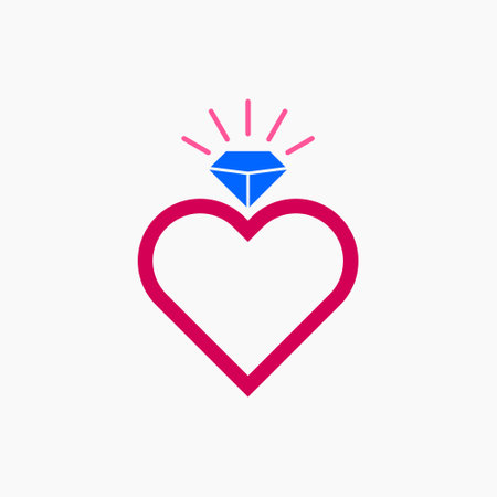 Single Ring Love Diamond Illustration Vector Templateのイラスト素材