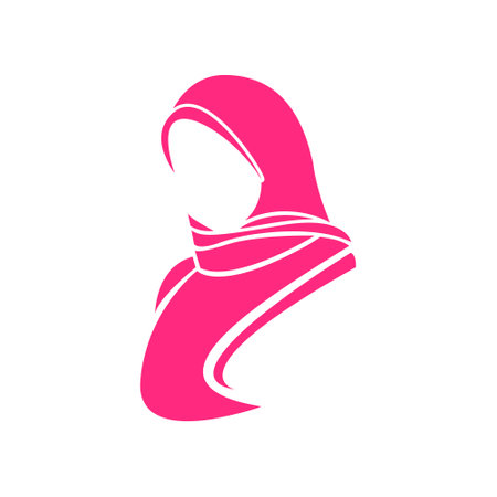 Muslimah Hijab Woman Silhouette Illustration Vector Templateのイラスト素材