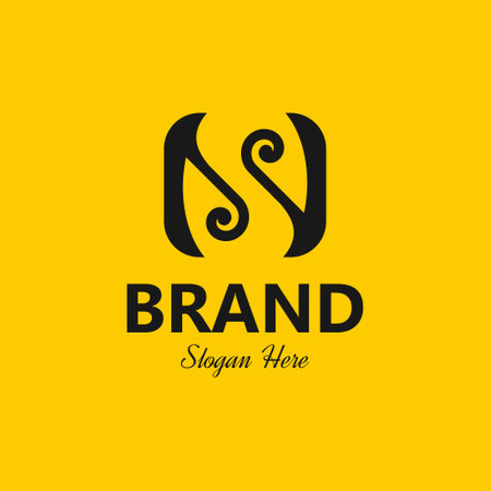 Letter SN NS Monogram Logo Vector. Template letter N with S negative space.のイラスト素材