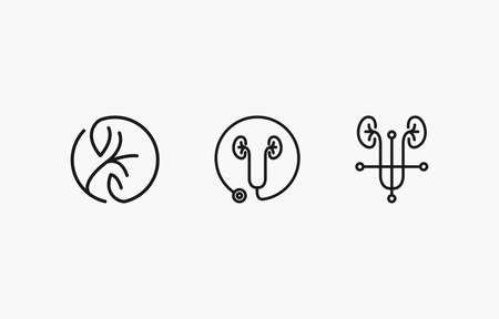 Kidney Care Healthy Clinic Logo Vector Template suitable for kidney health clinic or communityのイラスト素材