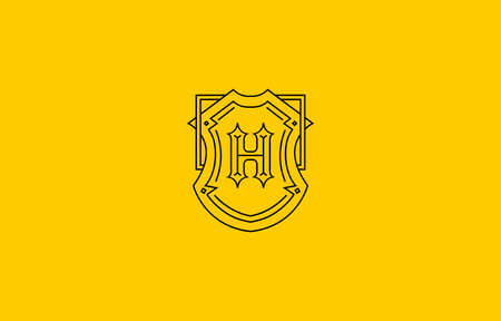 Ancient Vintage Shield Letter H Logo Design Vector Template suitable for personal brand or business companyのイラスト素材