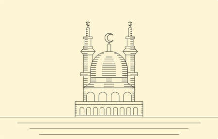Illustration Vector of Mosque Line Art Design Template suitable for Islamic graphic needのイラスト素材