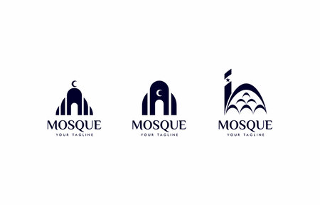 Rounded Mosque Logo Illustration Vector Design Template suitable for islamic graphic elementのイラスト素材